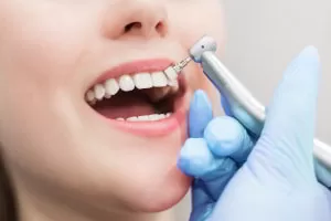 Tooth being brushed for whitening