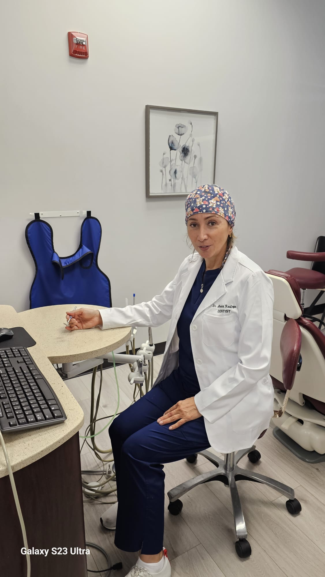 Tooth being brushed for whitening